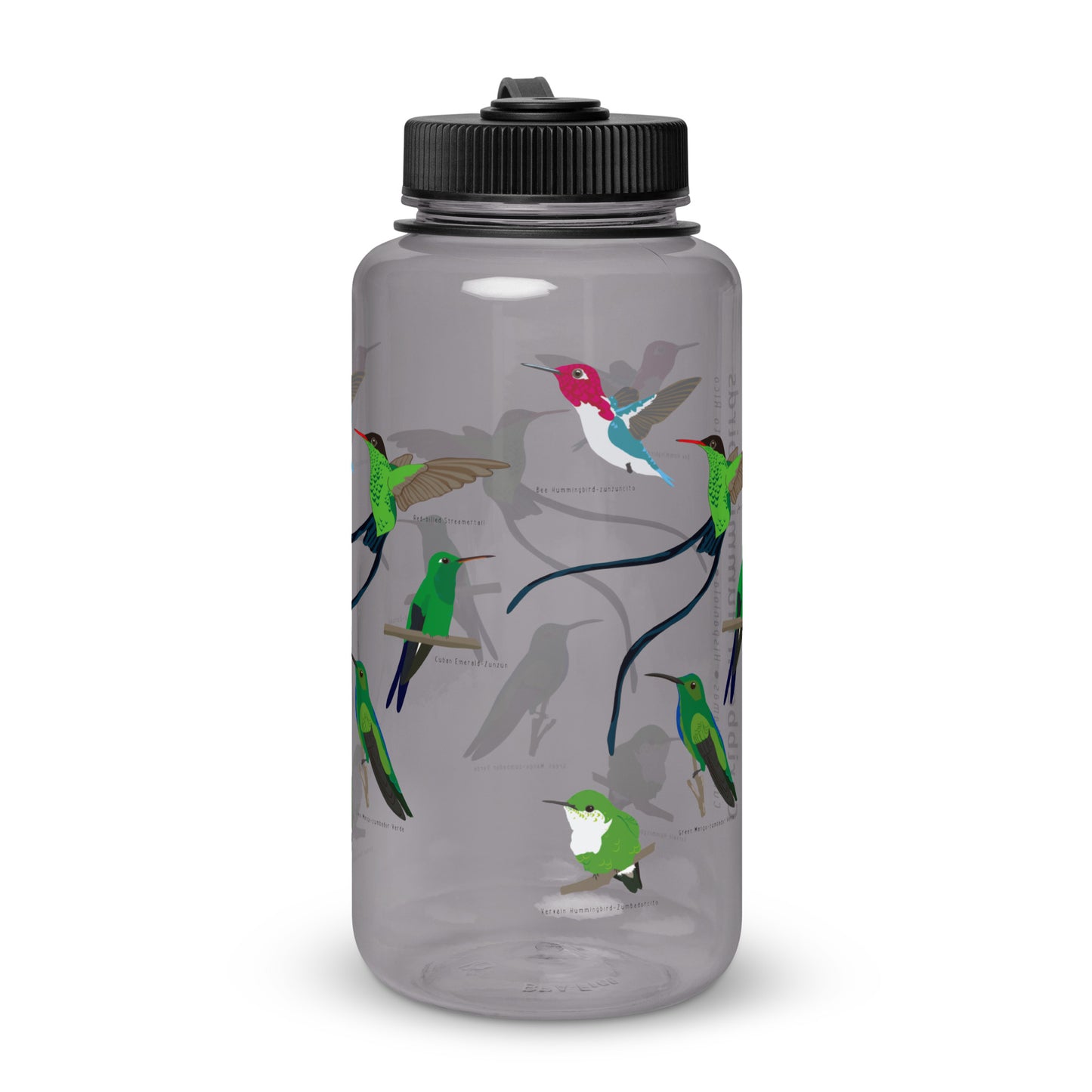 Caribbean Hummingbird-Wide mouth plastic water bottle