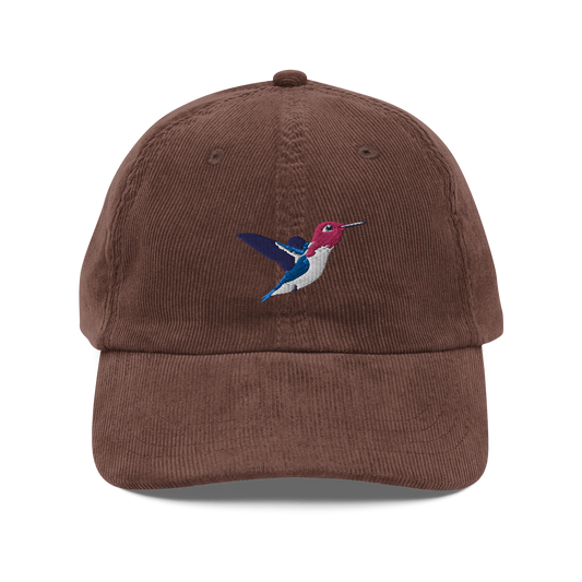 Bee Hummingbird / Zunzuncito / Vintage corduroy cap