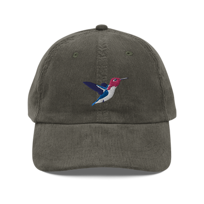 Bee Hummingbird / Zunzuncito / Vintage corduroy cap