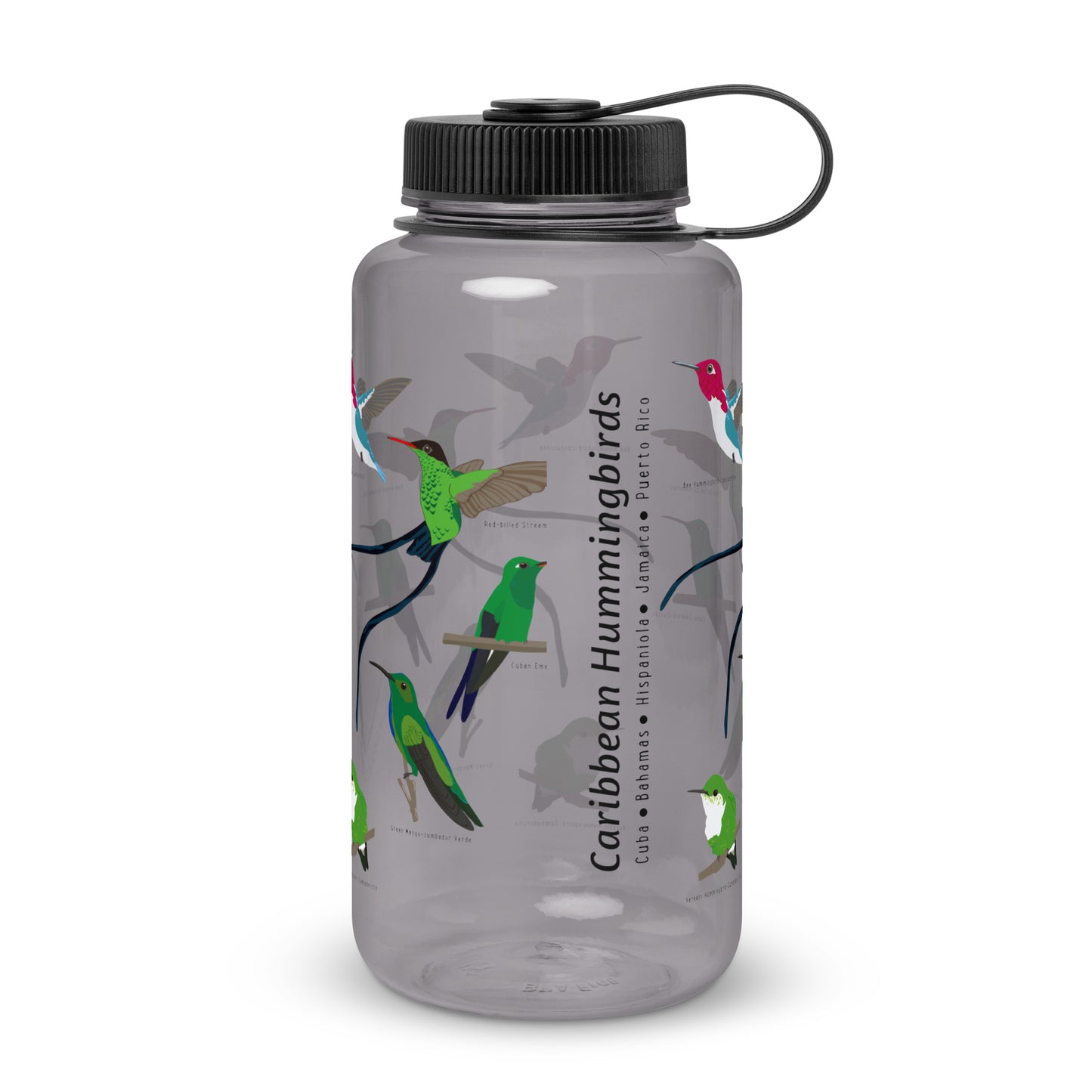 Caribbean Hummingbird-Wide mouth plastic water bottle