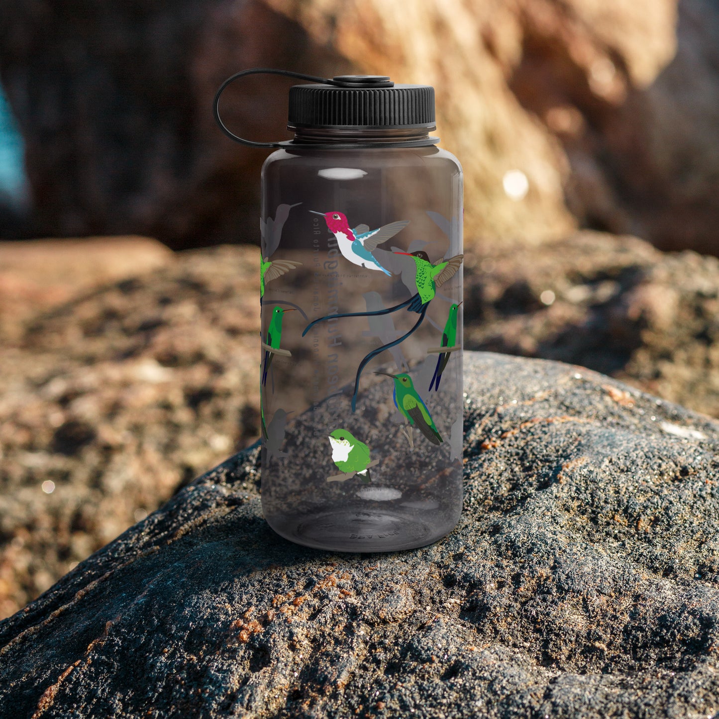 Caribbean Hummingbird-Wide mouth plastic water bottle