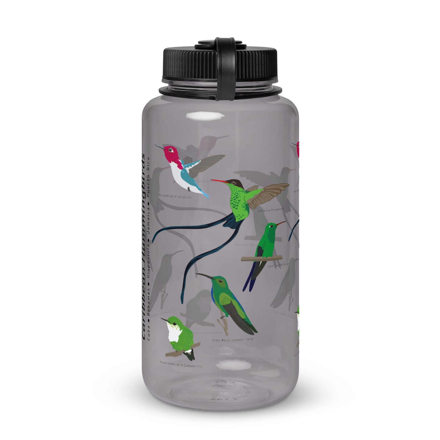 Caribbean Hummingbird-Wide mouth plastic water bottle