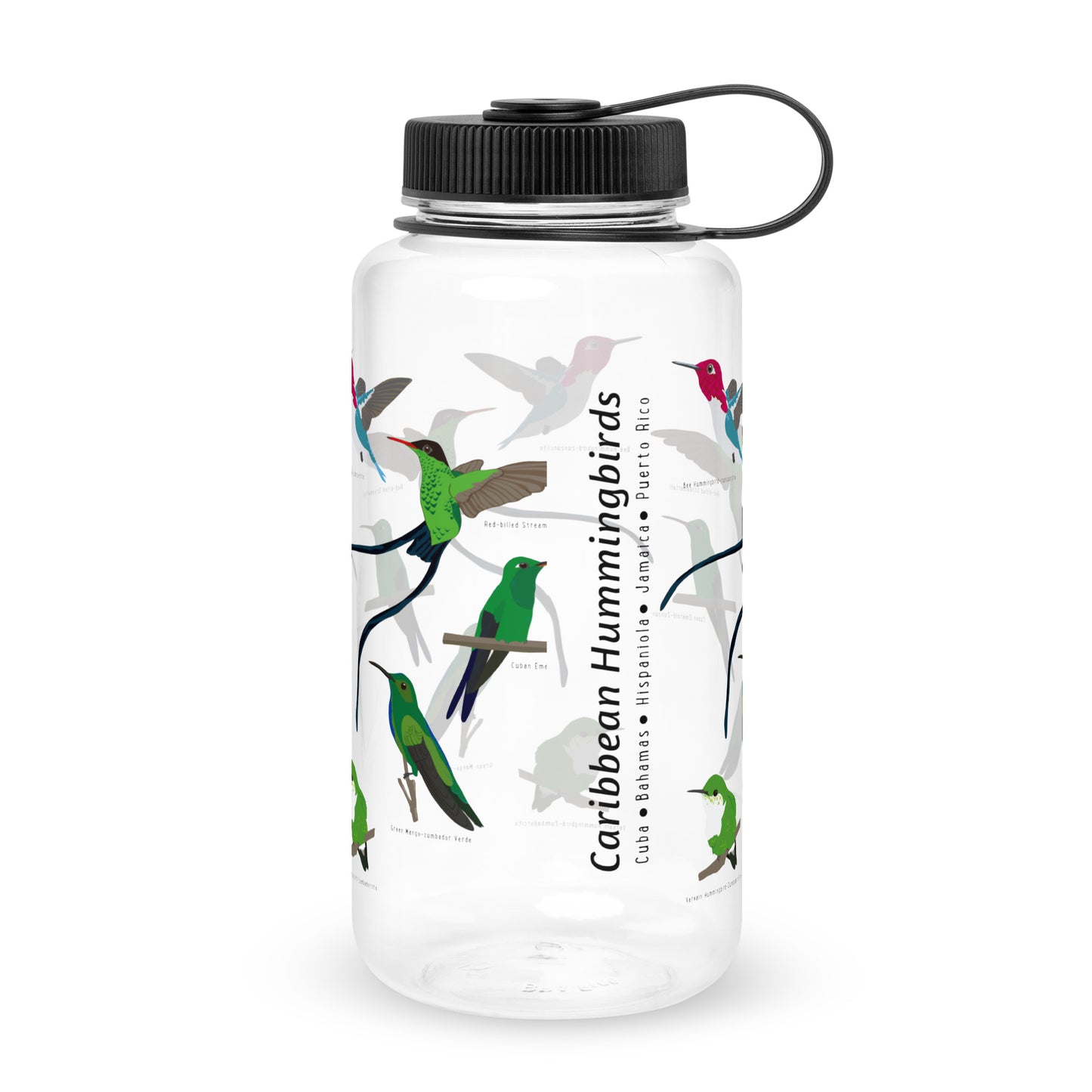 Caribbean Hummingbird-Wide mouth plastic water bottle