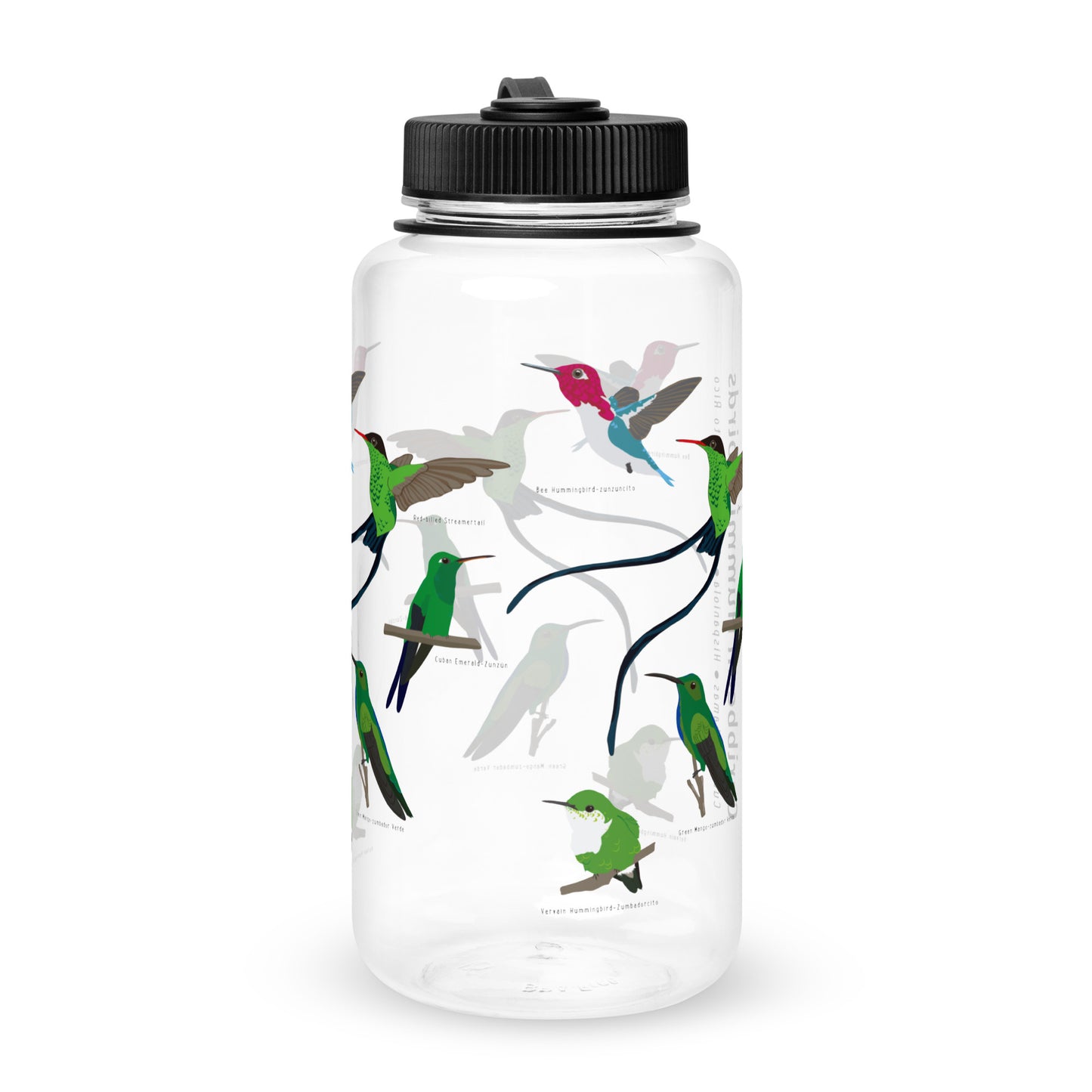 Caribbean Hummingbird-Wide mouth plastic water bottle