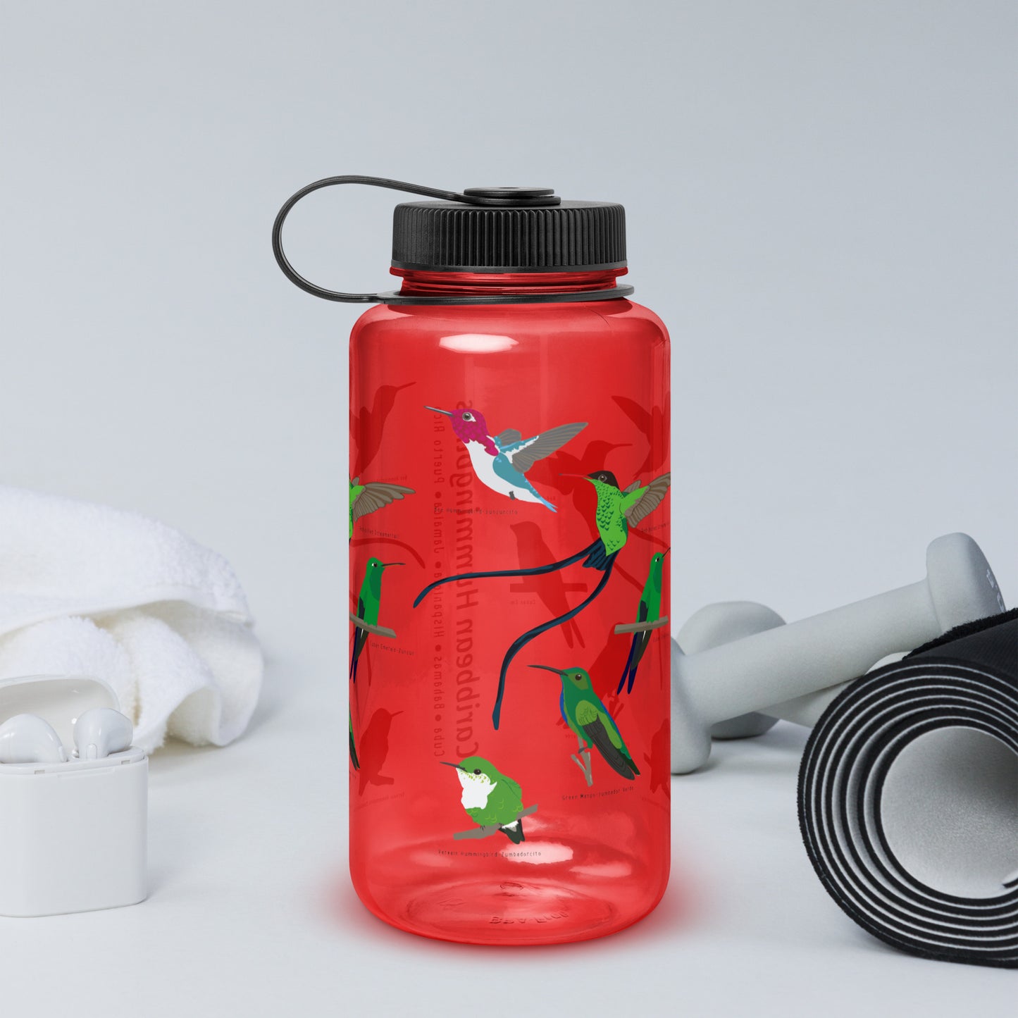 Caribbean Hummingbird-Wide mouth plastic water bottle