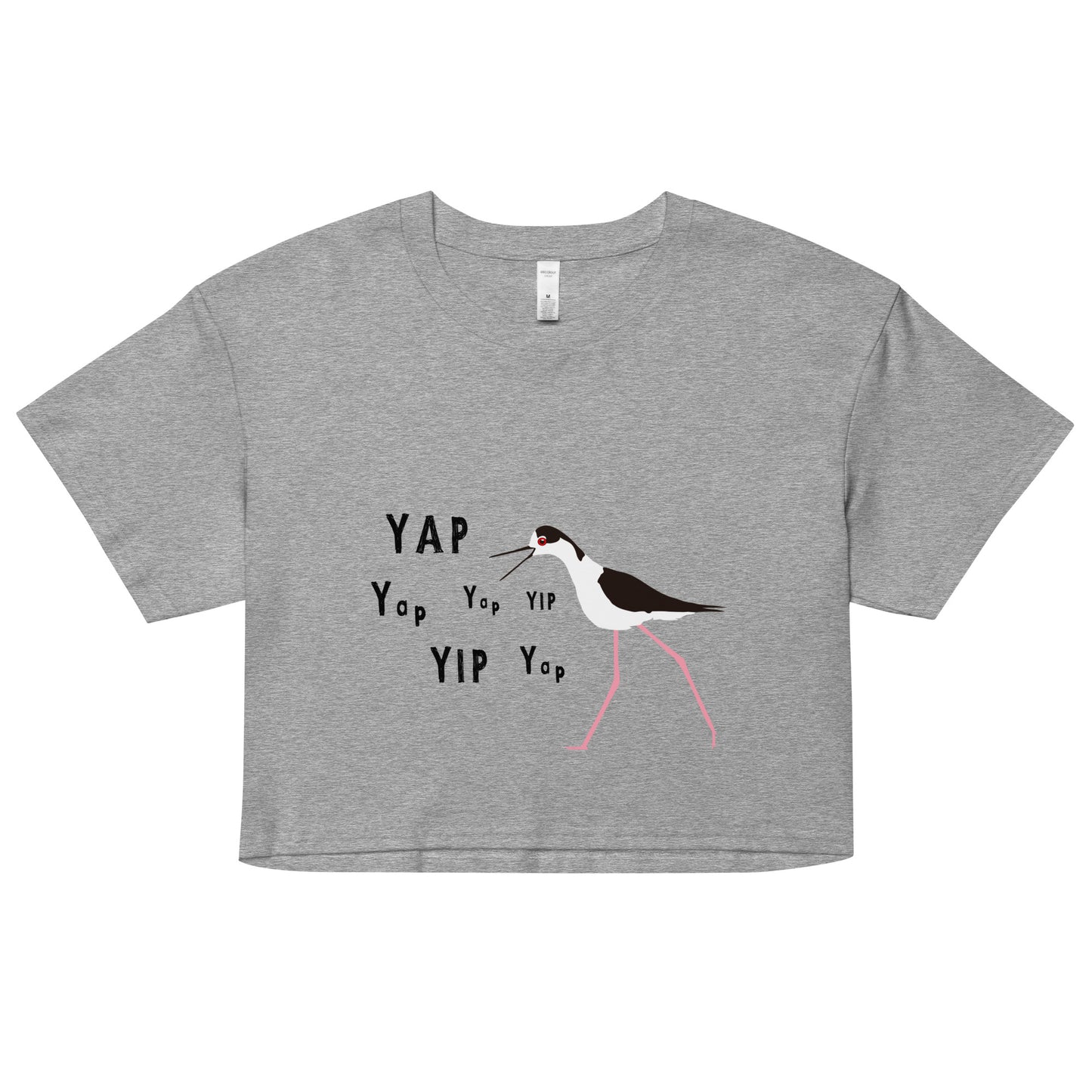 YAP, YAP, YIP, YAp (Black-necked Stilt) Women’s crop top