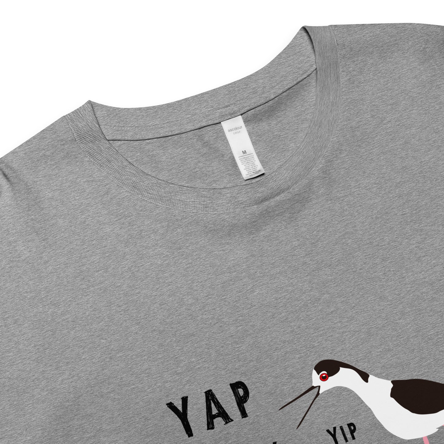 YAP, YAP, YIP, YAp (Black-necked Stilt) Women’s crop top