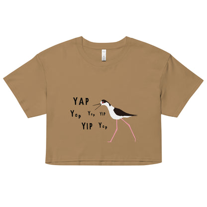 YAP, YAP, YIP, YAp (Black-necked Stilt) Women’s crop top