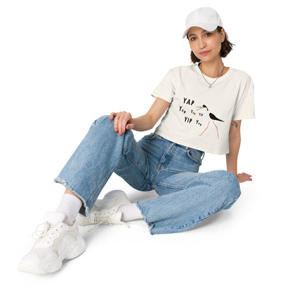 YAP, YAP, YIP, YAp (Black-necked Stilt) Women’s crop top