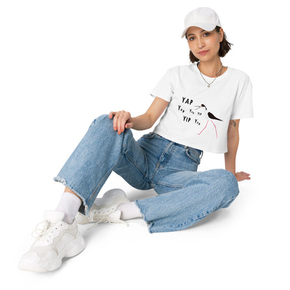 YAP, YAP, YIP, YAp (Black-necked Stilt) Women’s crop top