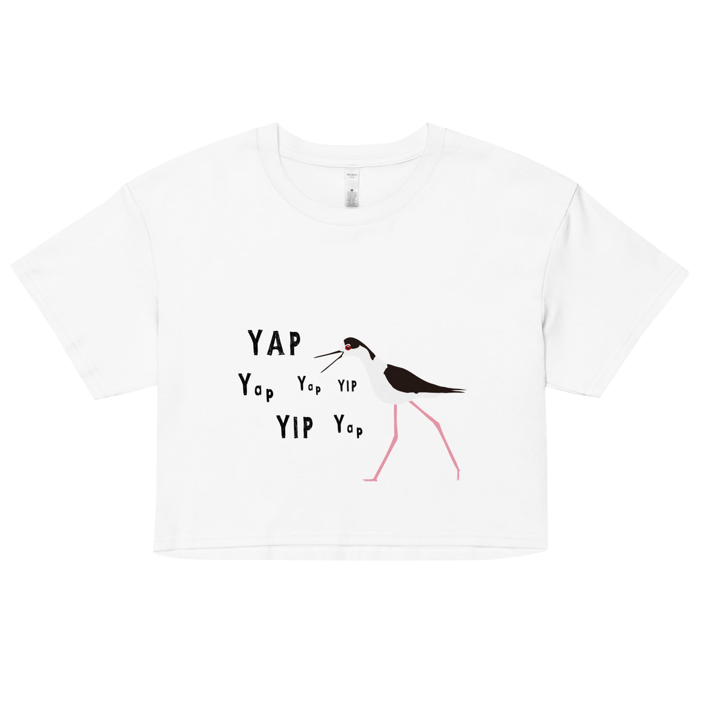 YAP, YAP, YIP, YAp (Black-necked Stilt) Women’s crop top